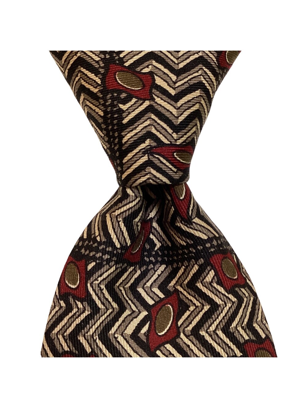 Robert Talbott Men's 100% Silk Necktie USA Designer Geometric Burgundy/Black GUC
